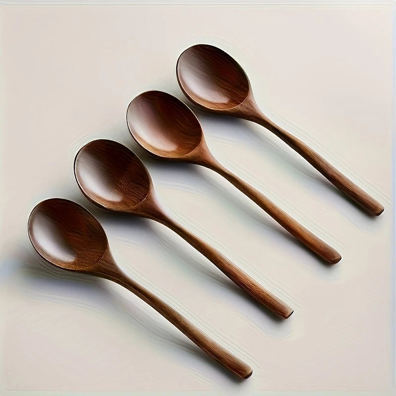 Customized Style Long Handle Wooden Spoons for Dry Rice, Mixing, And Noodle Eating(Eating Spoon)