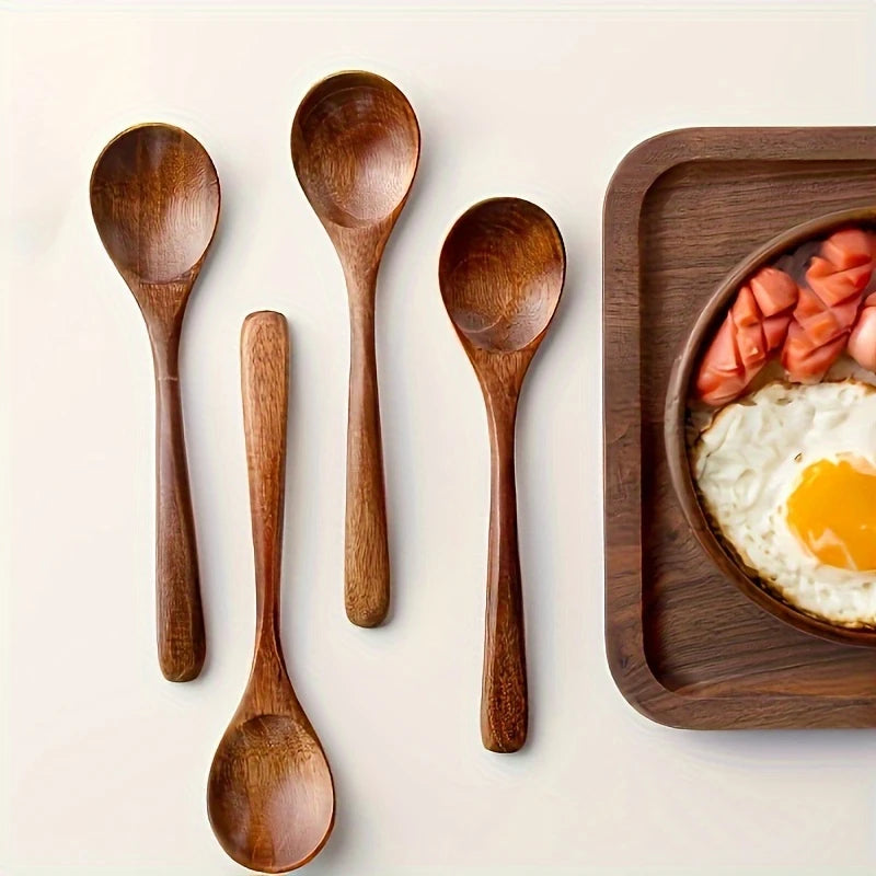 Customized Style Long Handle Wooden Spoons for Dry Rice, Mixing, And Noodle Eating(Eating Spoon)