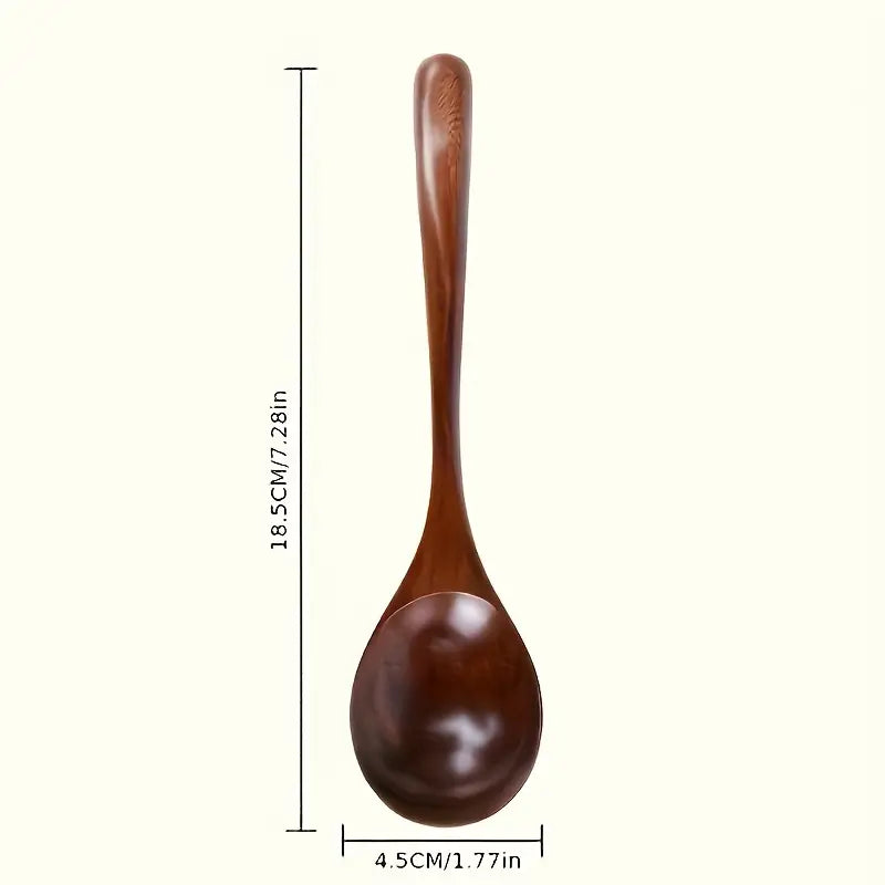 Customized Style Long Handle Wooden Spoons for Dry Rice, Mixing, And Noodle Eating(Eating Spoon)