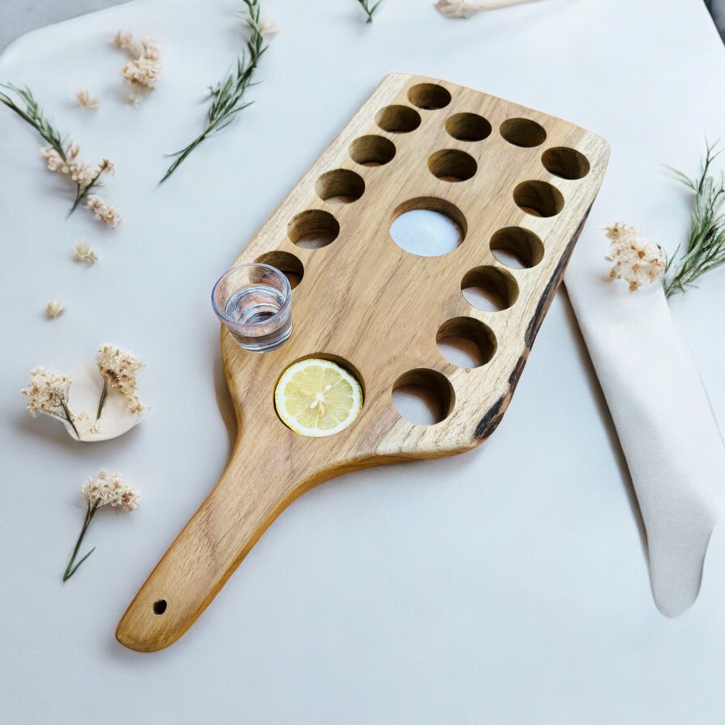 Personalized Wooden Shot Holder With Salt&Lime(8,10,12) Holders