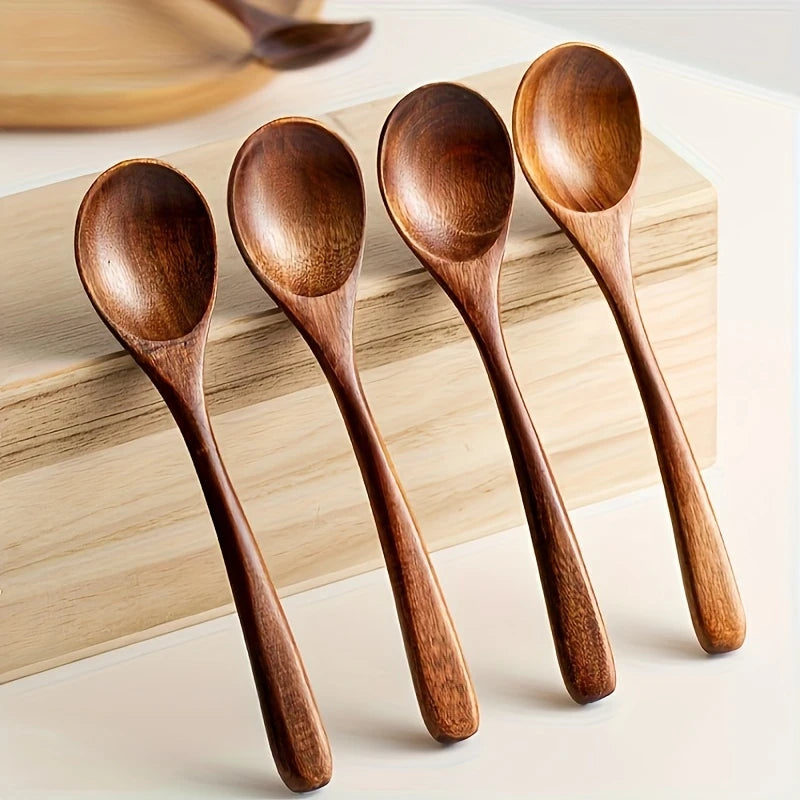 Customized Style Long Handle Wooden Spoons for Dry Rice, Mixing, And Noodle Eating(Eating Spoon)