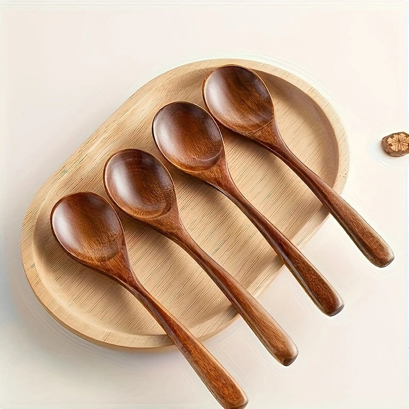 Customized Style Long Handle Wooden Spoons for Dry Rice, Mixing, And Noodle Eating(Eating Spoon)